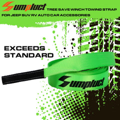 Sumpluct tow strap demonstrates universal compatibility with hitch and winch