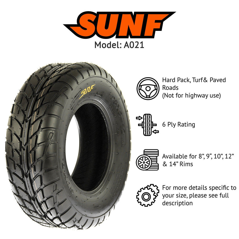 SUNF 14570x6 ATV tire mounted on rim for easy setup.