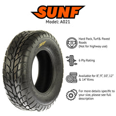 SUNF 14570x6 ATV tire mounted on rim for easy setup.