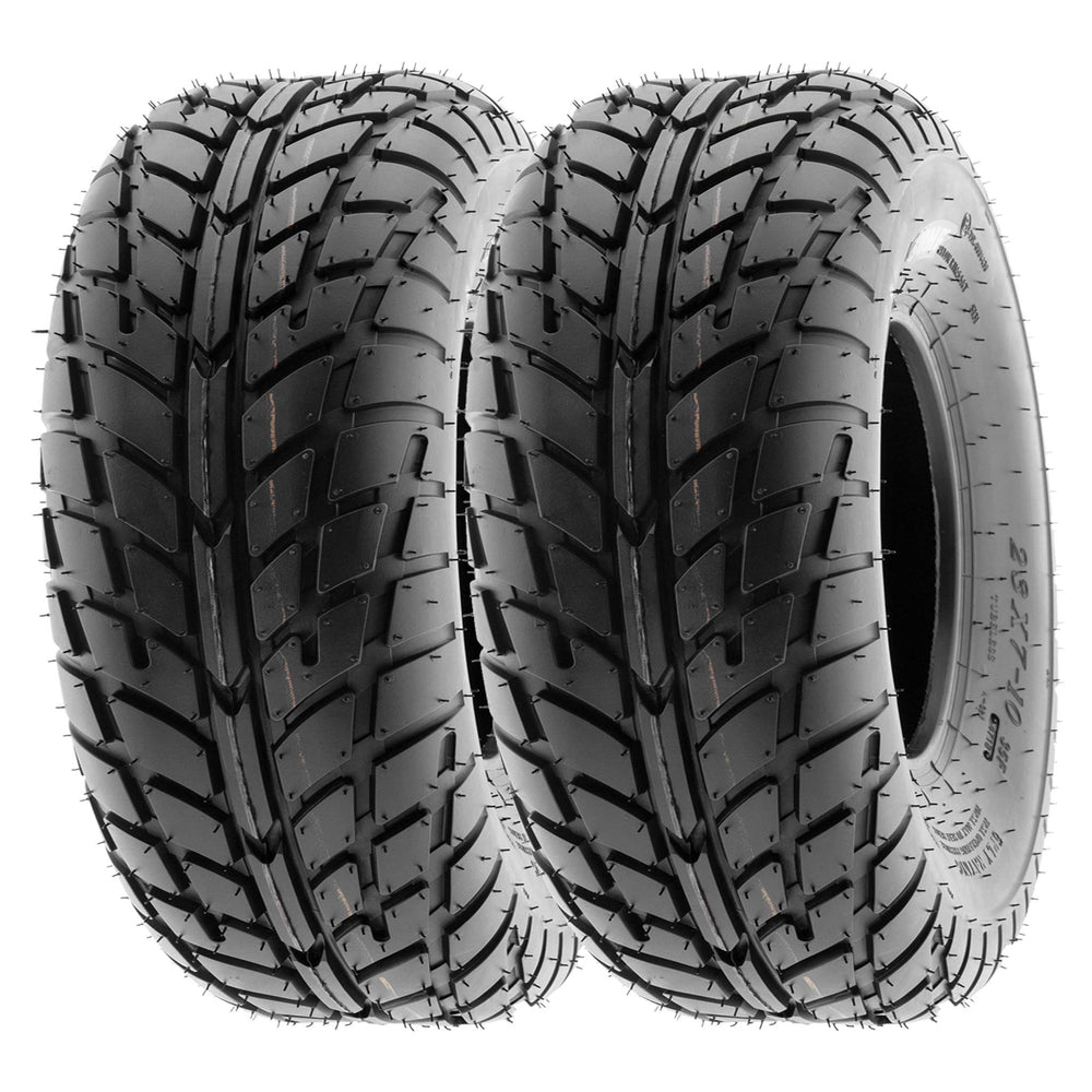 SUNF 14570x6 ATV tire side view for stable handling on paved surfaces.