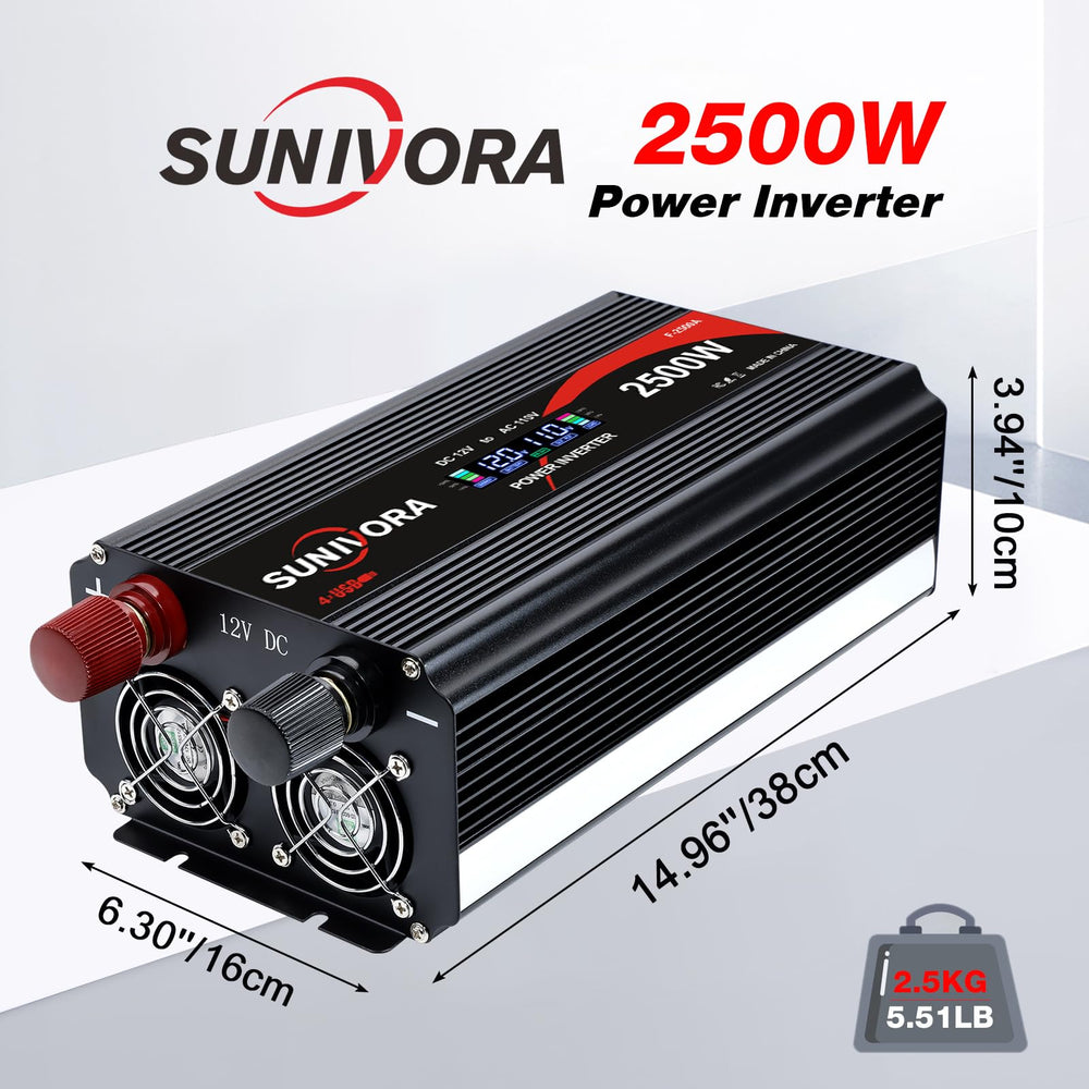 Sunivora 2500W inverter cables and setup for quick installation.