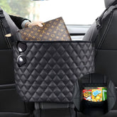 SunlightXS car net pocket between seats holds handbag for easy reach while driving