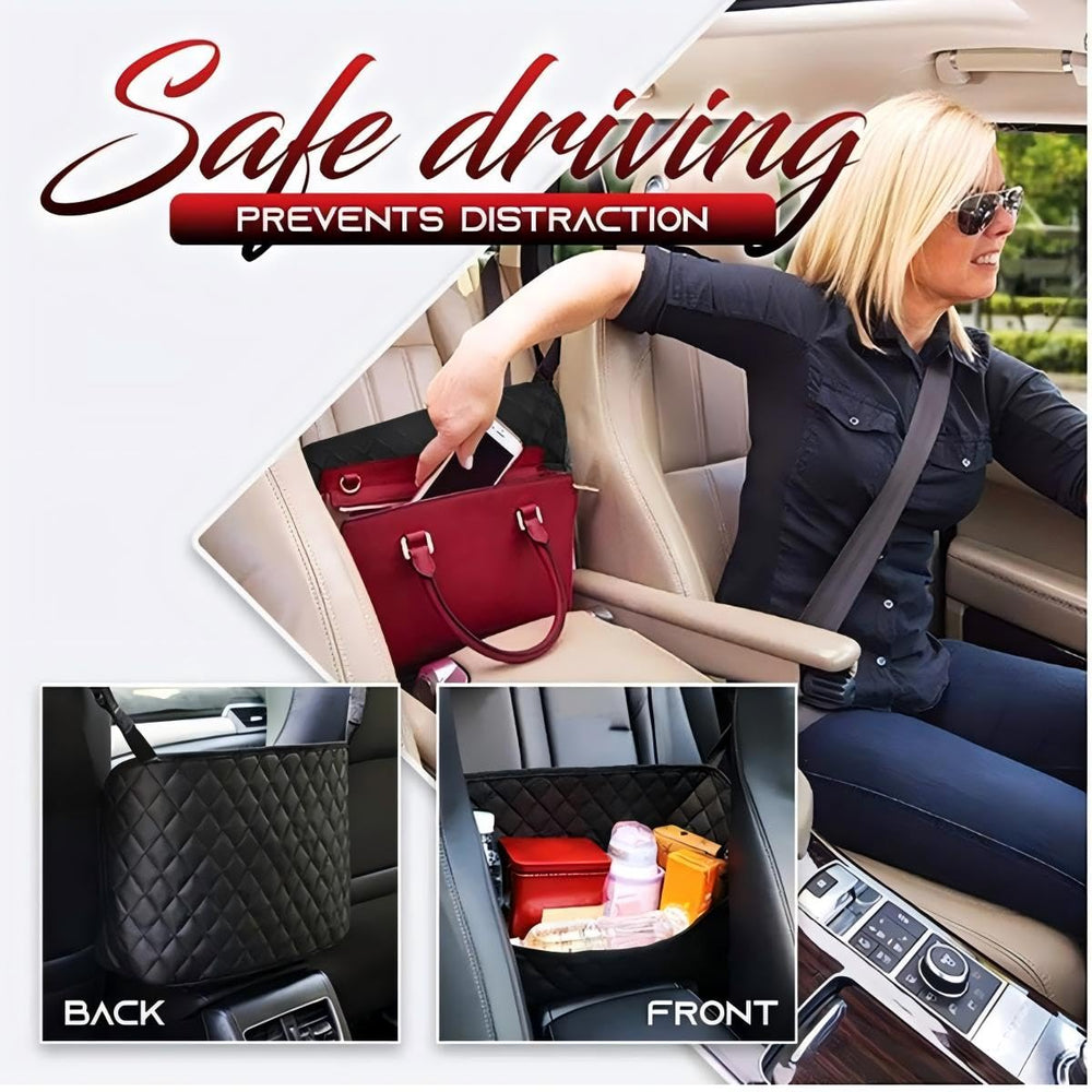 SunlightXS leather seat back organizer with mesh for secure storage on the go