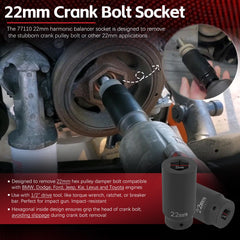 Sunluway socket features six-point contact for firm grip on crank bolts.
