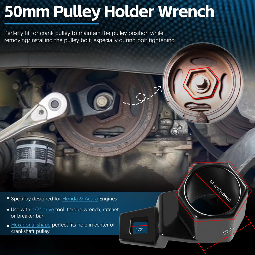 Sunluway hex-design holder grips the pulley to prevent rotation during service.