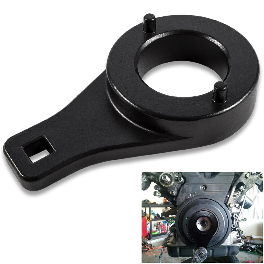 Sunluway harmonic damper pulley holder on Toyota 3.4L V6 engine for secure bolt access.