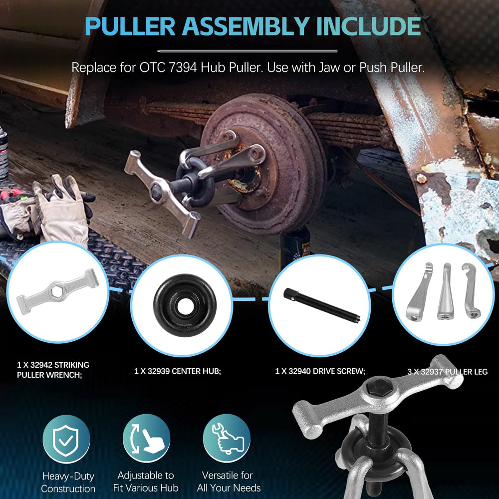 Sunluway included parts: center hub, drive screw, legs, and wrench
