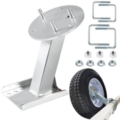 Sunluway spare tire mount bracket on a trailer with high-mount design for easy storage.