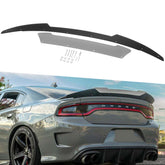 Sunluway VenomV2 rear wickerbill spoiler on a Dodge Charger with gloss black finish, enhancing sporty aesthetics