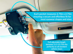 Sunny Sleeve easy glasses retrieval while driving or parking