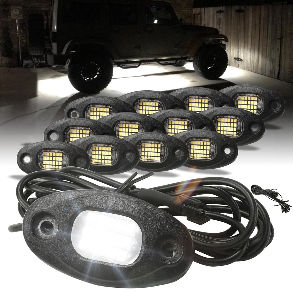SUNPIE 12 pods white rock lights with aluminium base for high-heat durability.