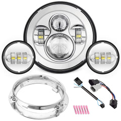 SUNPIE 7-inch Harley headlight front view with bright beam for safer night riding.
