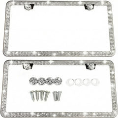 SunplusTrade bling license frame front view with sparkling crystals for stylish car accents.