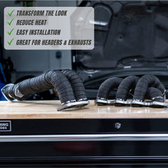 SunplusTrade heat wrap demonstrates universal fit for cars and motorcycles