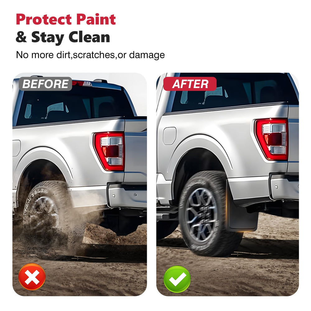 Sunsdrew mud flaps no-drill installation for quick, vehicle-friendly fit.