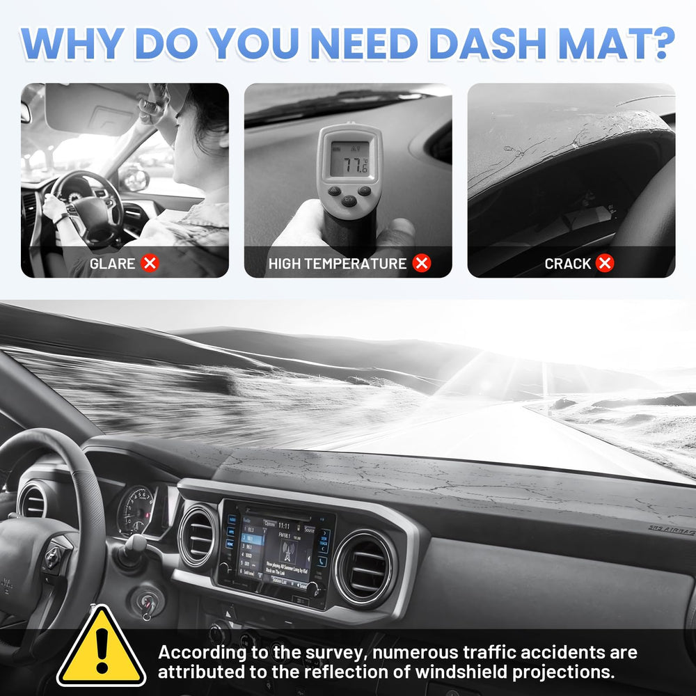 Sunsdrew Tacoma dash mat with nonslip mesh stays in place.