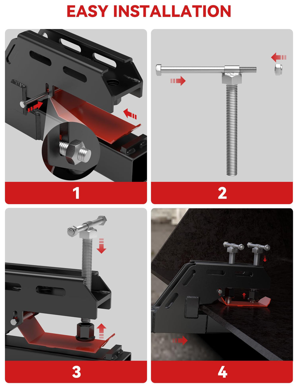 SUNSHINE FARMRE easy-install front-bucket receiver shown mounting with standard wrench.