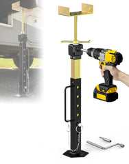 SUNSHINE FARMRE stabilizer jack setup for RV slides shows 16 to 36 inch range and secure contact with frame