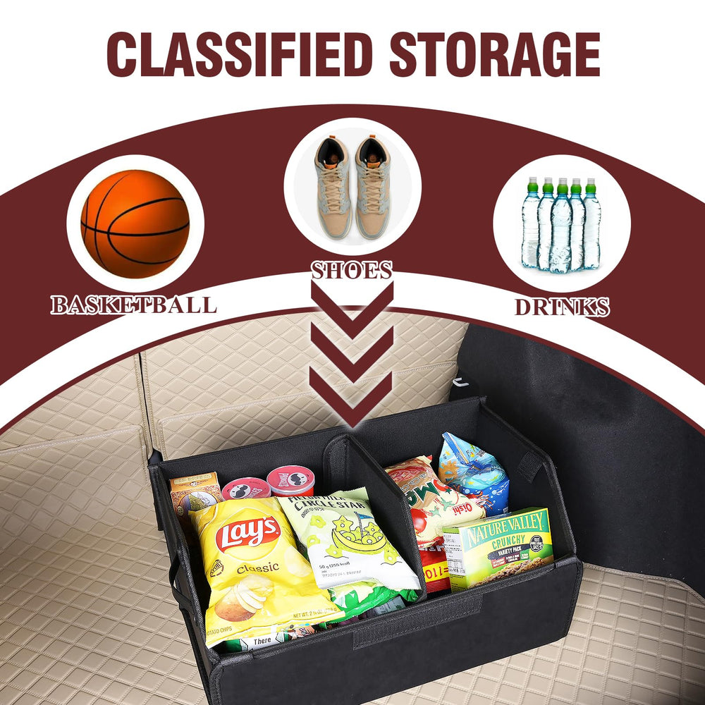 Sunshine Sky 18-inch covered trunk storage ready for groceries and tools.