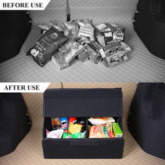 Sunshine Sky foldable car storage box fits across SUV and sedan cargo areas.