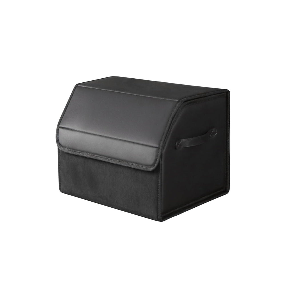 Sunshine Sky leather foldable trunk organizer with lid keeps SUV essentials neatly stored.