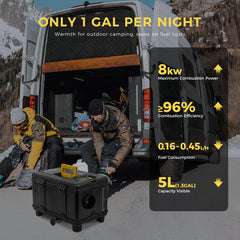 Sunster 5L fuel tank supports extended heating in vehicles.
