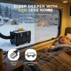 Sunster heater provides a calm, quiet startup for night use in vans.