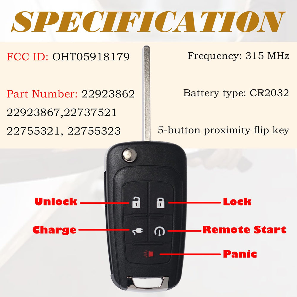 SUPALAND Chevy Volt remote back view for quick verification.