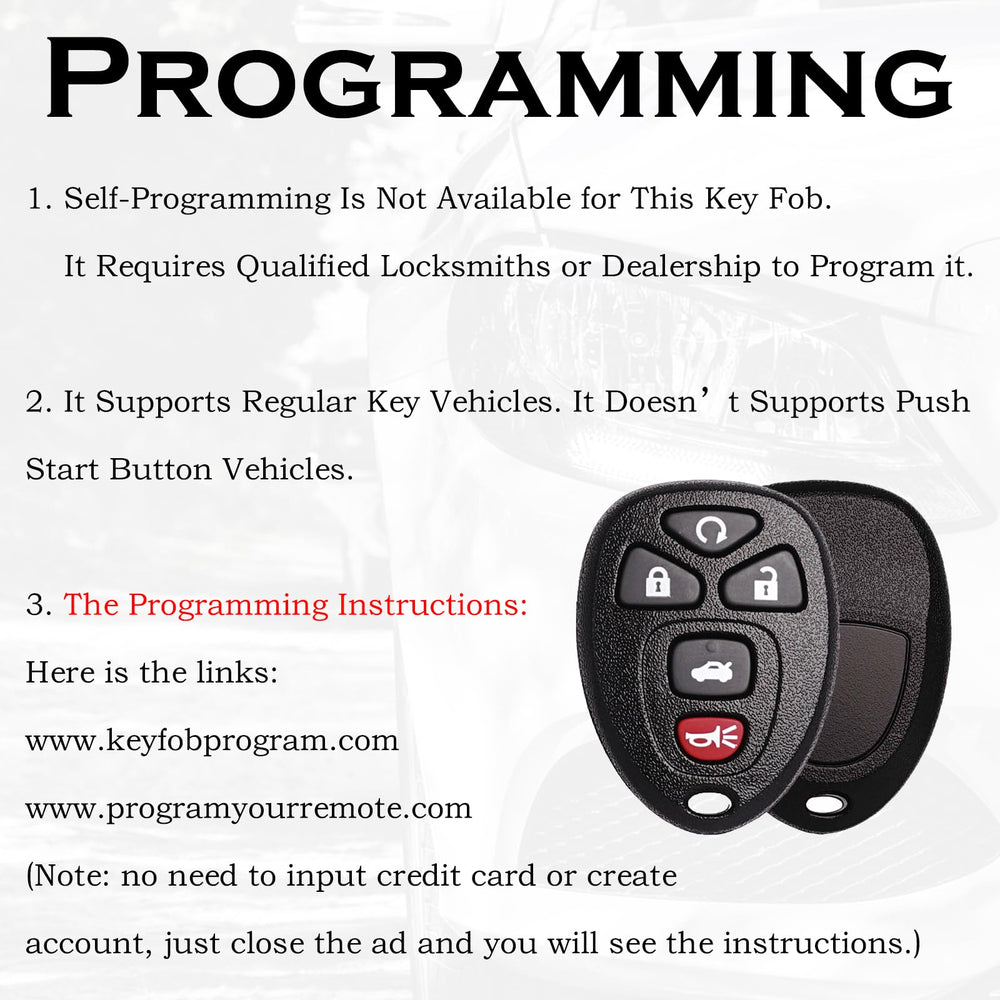SUPALAND Pontiac G6 remote key fob ready for professional programming