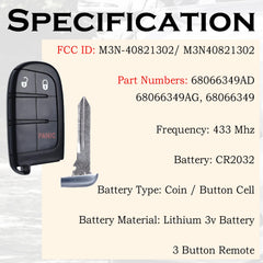 SUPALAND smart key fob side view for Challenger as a convenient replacement