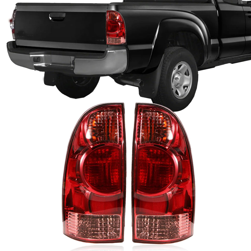 SUPAPRO tail light for Tacoma left side with red lens and chrome housing for better visibility