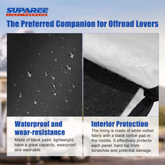 SUPAREE Freedom Panel Storage Bag secured behind rear headrests for trunk space
