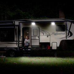SUPAREE porch lighting creates a welcoming, well-lit RV entry area