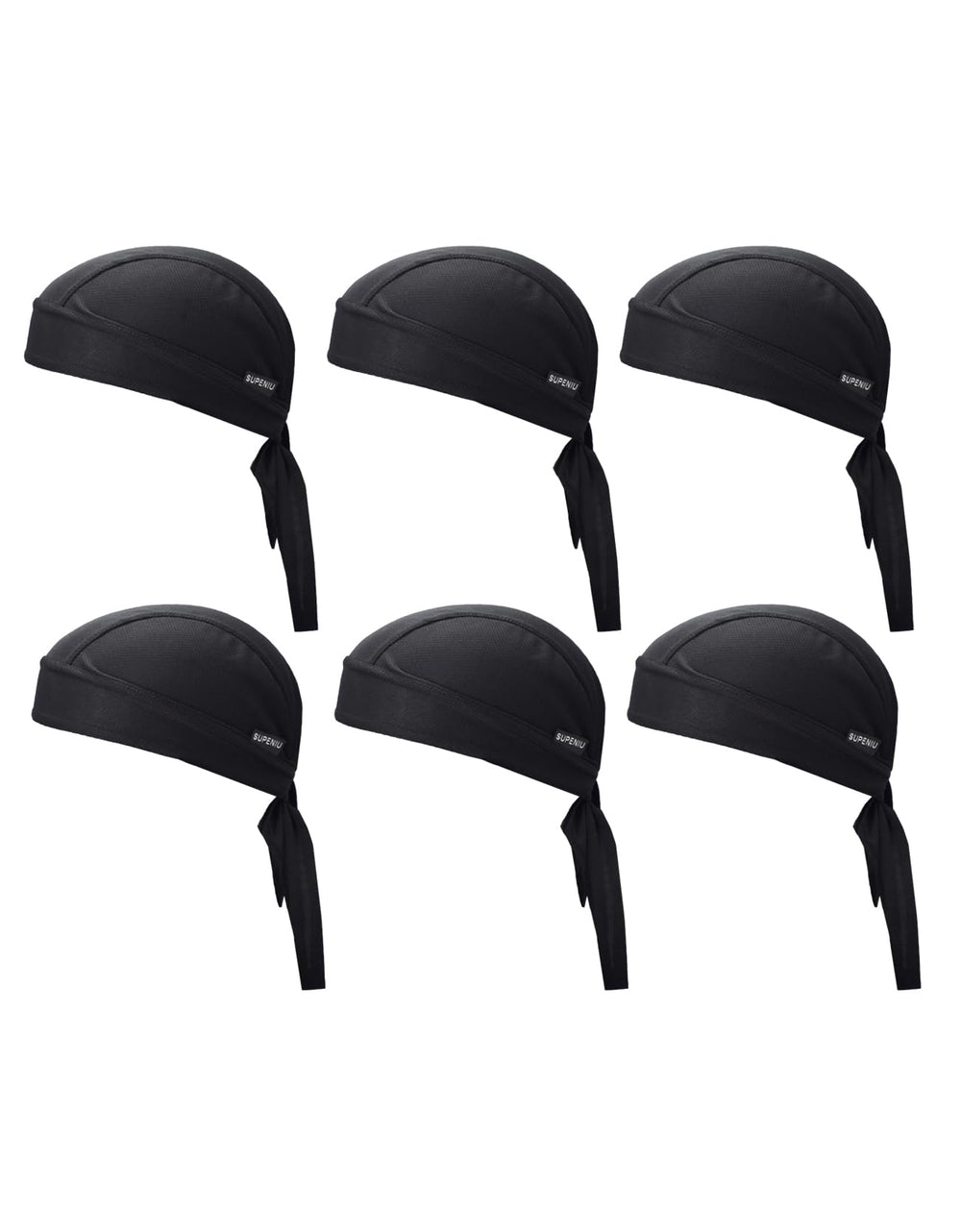 Supeniu Doo Rags black skull cap front view for daily comfort and moisture control