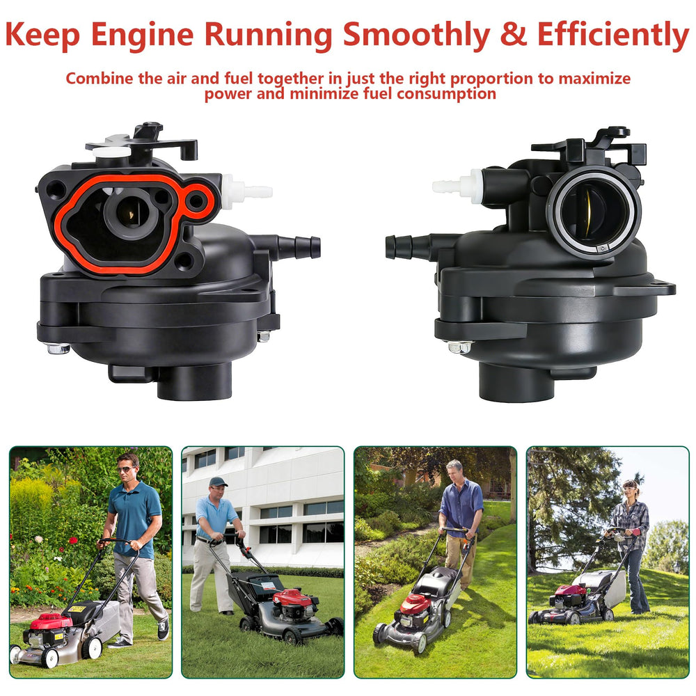 Superbobi carburetor enhances overall mower performance and fuel use.