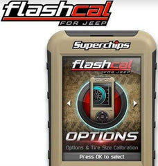 Superchips FlashCal F5 in-cab tuner applying accessory delays on Jeep Wrangler