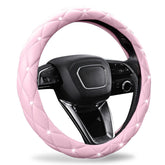 SuperKaKa pink steering wheel cover with crystal bling enhances interior luxury and grip.