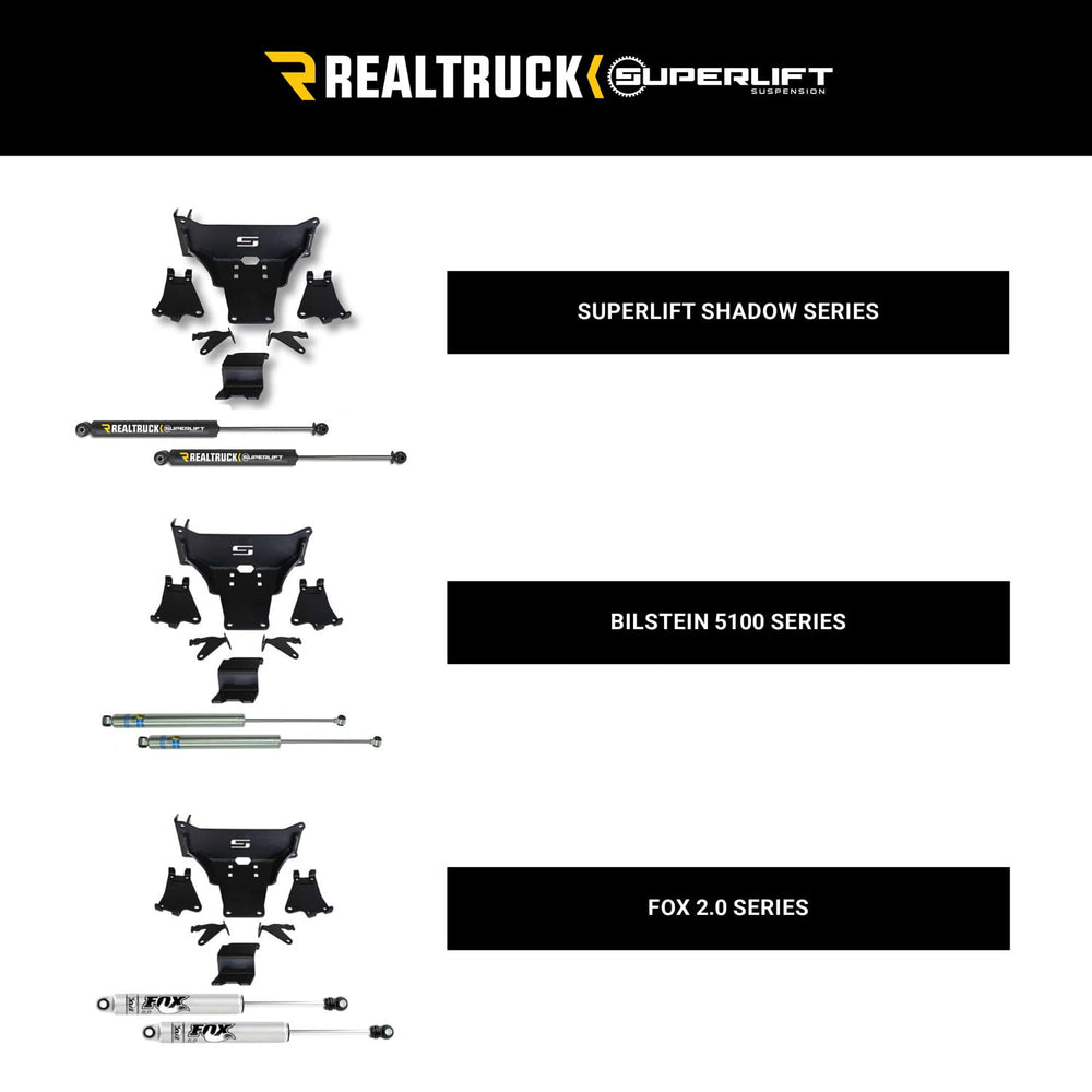 Superlift Shadow Series shocks installed for balanced on-road feel.