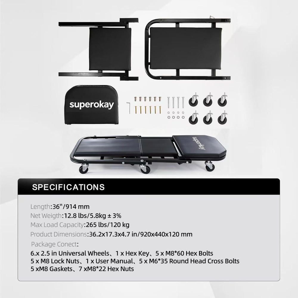 Superokay 36-inch mechanic cart providing stable tool transport.