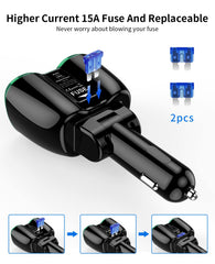 SUPERONE replaceable 15A fuse provides easy protection and quick resets.