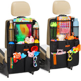 SURDOCA car seat organizer with 8 pockets keeps backseat essentials organized.