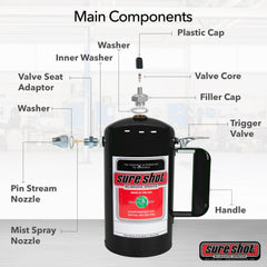 Sure Shot A1000B adjustable nozzle enabling fine to wide spray.