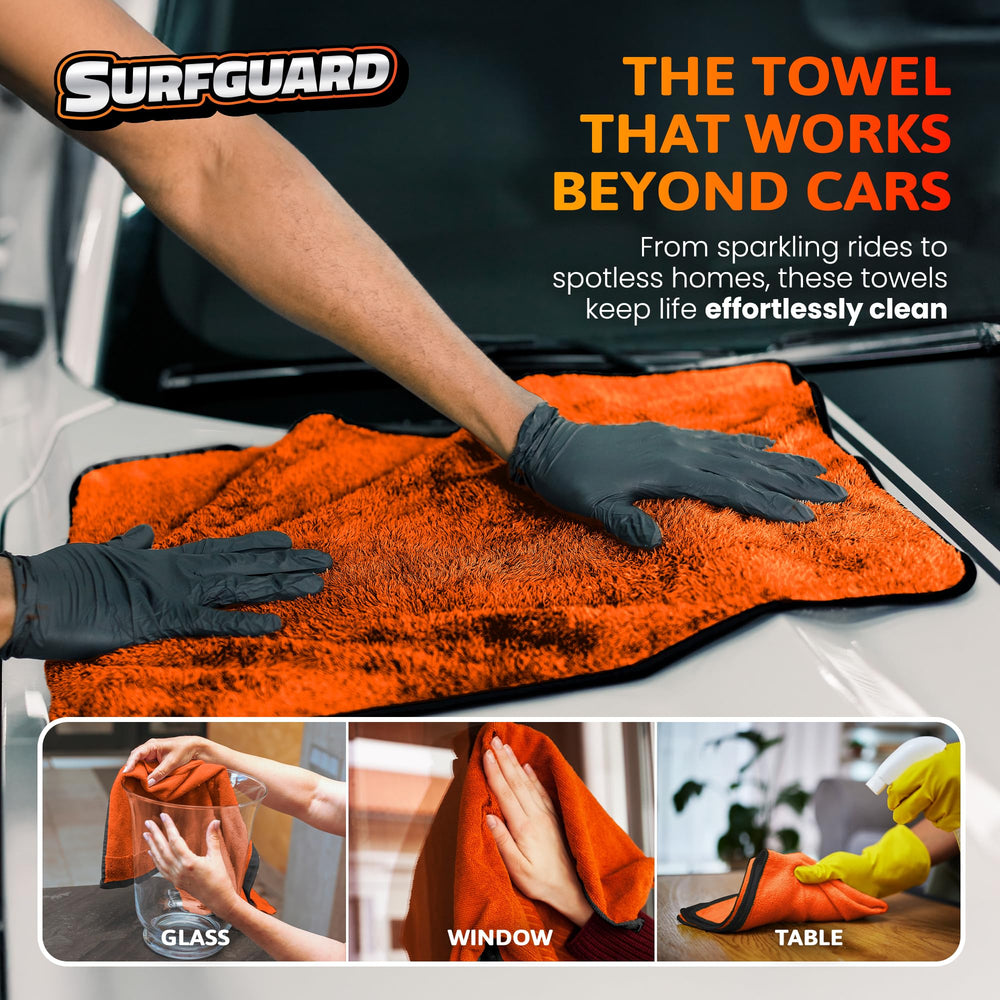 Surfguard premium microfiber provides a soft, scratch-free finish on chrome and glass.