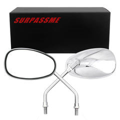 Surpassme universal 10mm chrome mirror packaging shows left-right pair included.
