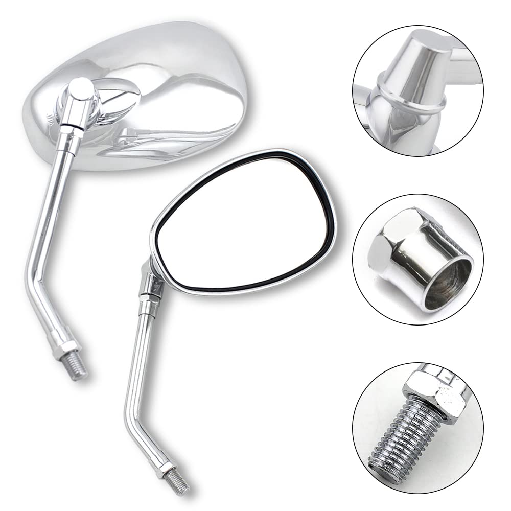 Surpassme universal 10mm chrome mirror wide view reveals broad road visibility.