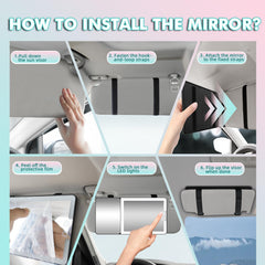 Suupvaor Car Sun Visor Vanity Mirror – 20x Magnification, LED Lights, USB Rechargeable