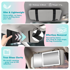 Suupvaor Car Sun Visor Vanity Mirror – 20x Magnification, LED Lights, USB Rechargeable