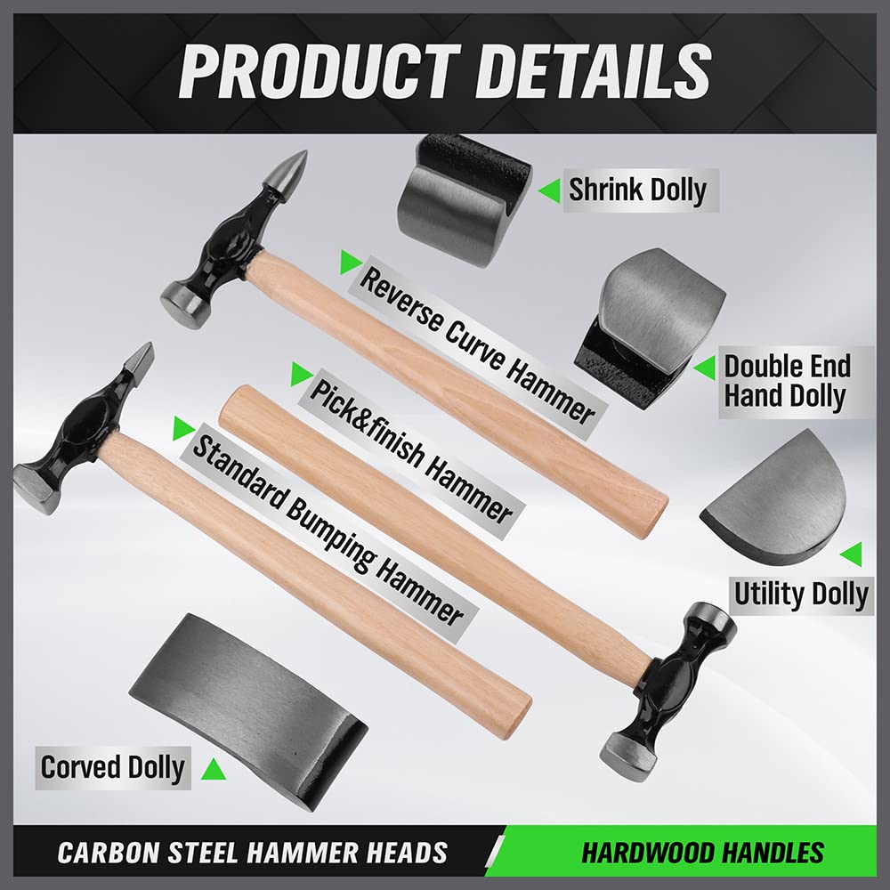 Swanlake 7pc kit dollies set for precise contour restoration and metal shaping