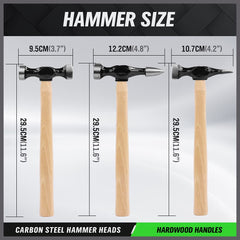 Swanlake auto body repair kit hammer heads close-up highlighting carbon steel durability