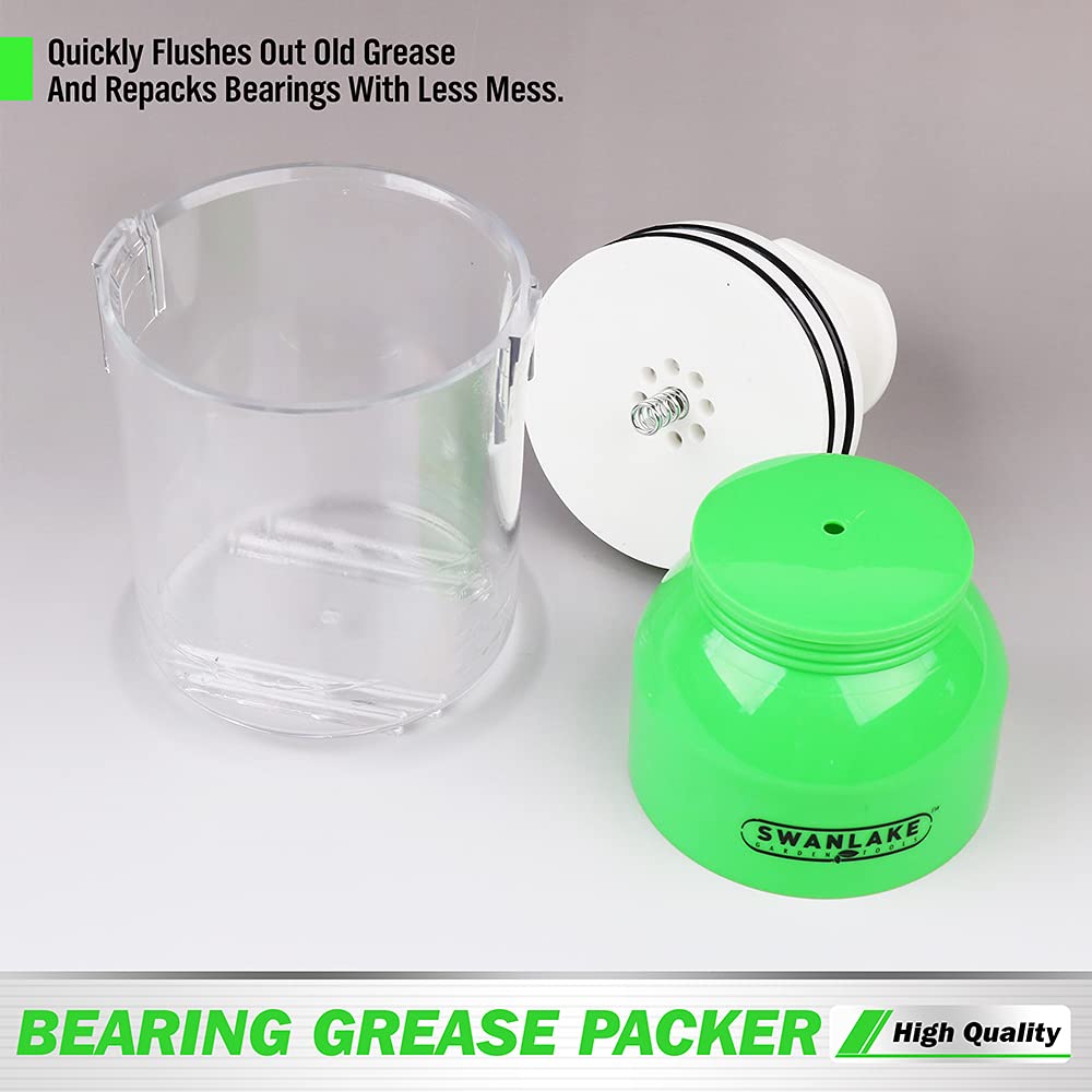 Swanlake bearing packer grease flow action, ensuring even coverage.